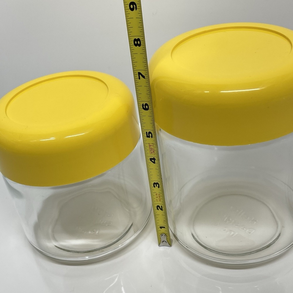 Heller Designs Massimo Vignelli Vintage Yellow Lid Jars Canisters MCM Set Of 3 - Picture 7 of 11